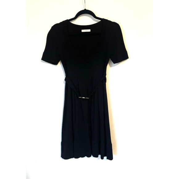 Versace Dress 44 Black Mini Short Sleeve Cocktail Elegant - Picture 1 of 13